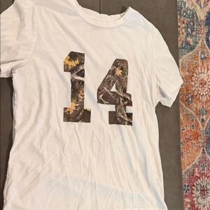 SHEIN White Tee with Camouflage Number Print
